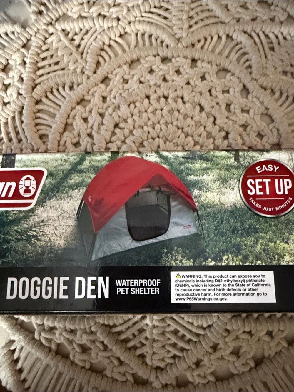 Coleman Red and Gray Doggie Tent - Portable Waterproof Pet Shelter